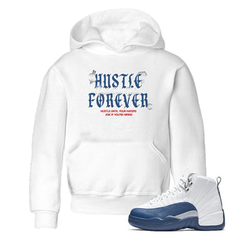 Sneaker match tees – Sneaker Tees To Match Air Jordan 13 French Blue Shoes – Hustle Over Haters Kids T-Shirt White 1