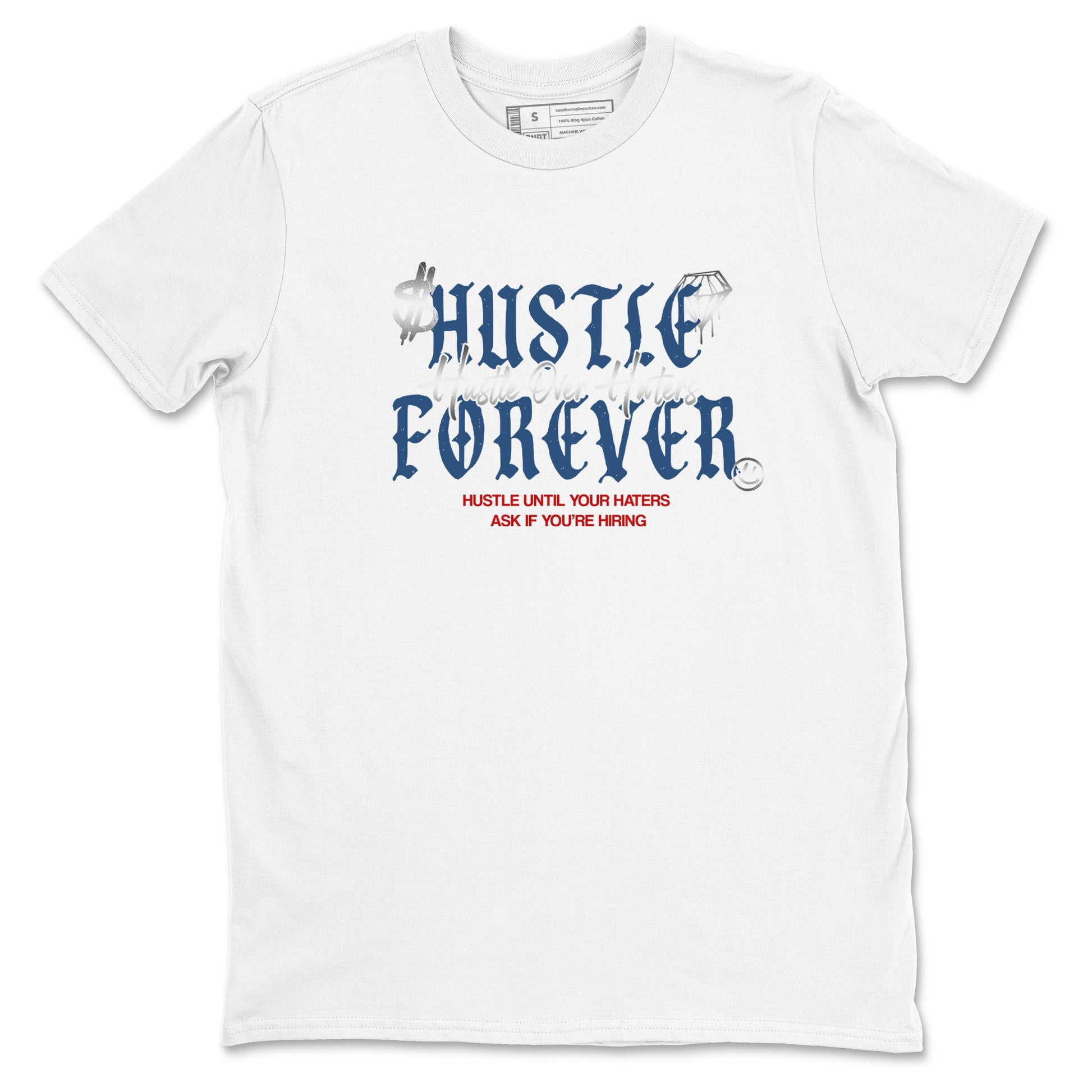 Sneaker match tees – Sneaker Tees To Match Air Jordan 13 French Blue Shoes – Hustle Over Haters Tee White 2