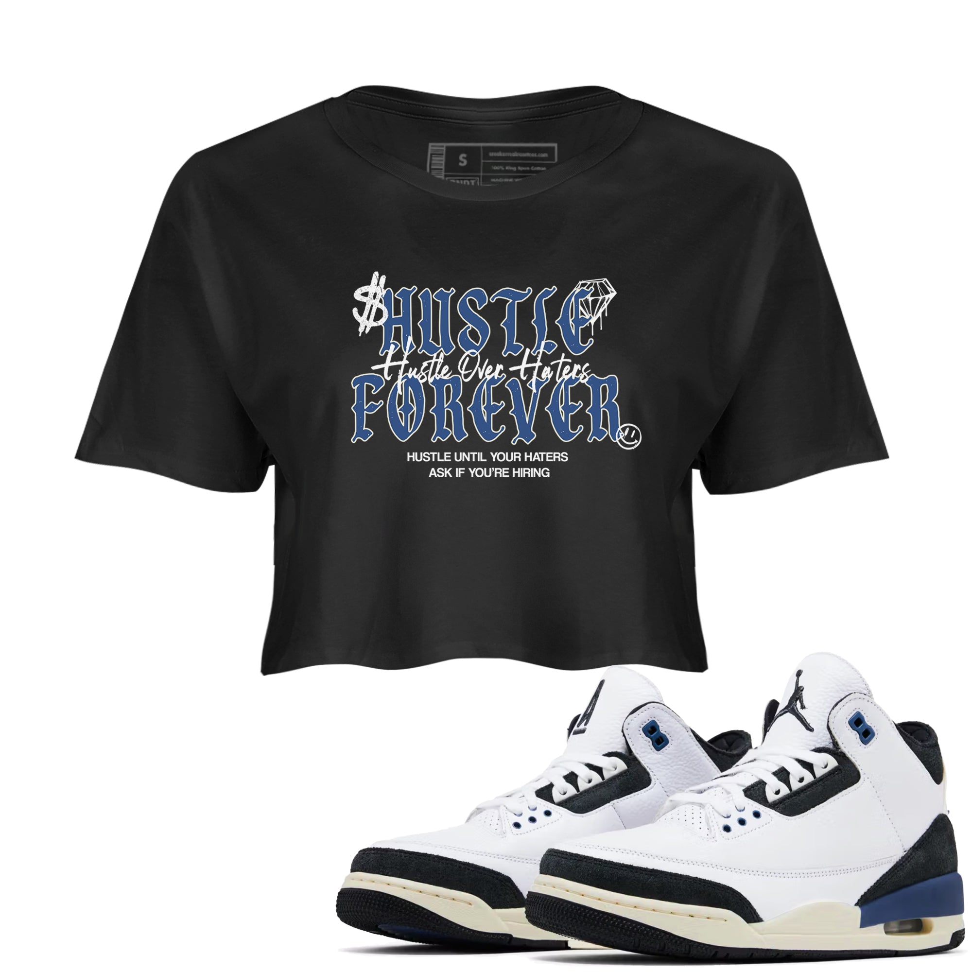 3s For The Love to match jordans Hustle Over Haters sneaker match tees A Ma Maniere For The Love match shoes to clothes SNRT Sneaker Tees unisex cotton Black 1 crop tee