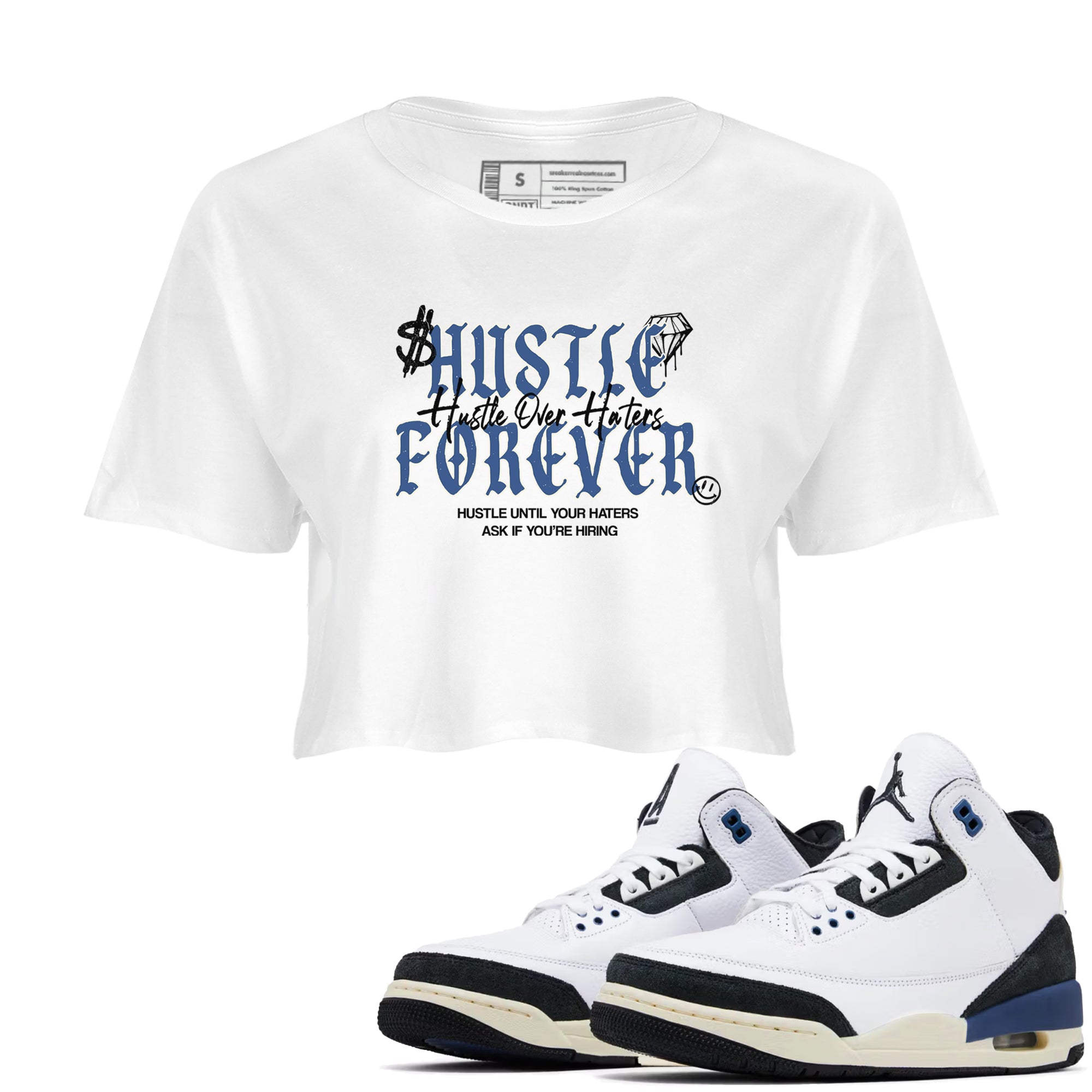 3s For The Love to match jordans Hustle Over Haters sneaker match tees A Ma Maniere For The Love match shoes to clothes SNRT Sneaker Tees unisex cotton White 1 crop tee