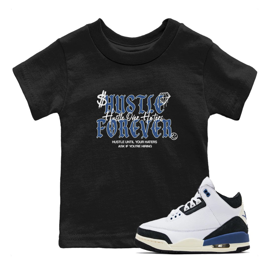 3s For The Love to match jordans Hustle Over Haters sneaker match tees A Ma Maniere For The Love match shoes to clothes SNRT Sneaker Tees Youth Baby Black 1 tee