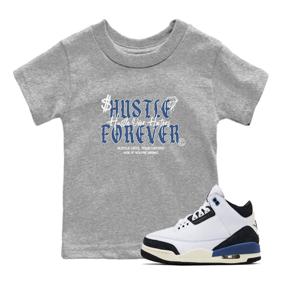 3s For The Love to match jordans Hustle Over Haters sneaker match tees A Ma Maniere For The Love match shoes to clothes SNRT Sneaker Tees Youth Baby Heather Grey 2 tee