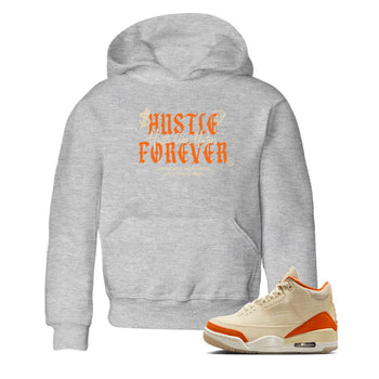 Hustle Over Haters baby and kids t-shirt crafted for little sneakerheads to shine with the Air Jordan 3 Starfish sneakers, displayed in Heather Grey 1.