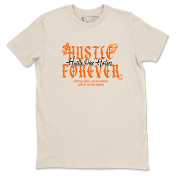 Hustle Over Haters sneaker match t-shirt styled to complete your fit with the Air Jordan 3 Starfish sneakers, shown in Natural 2.