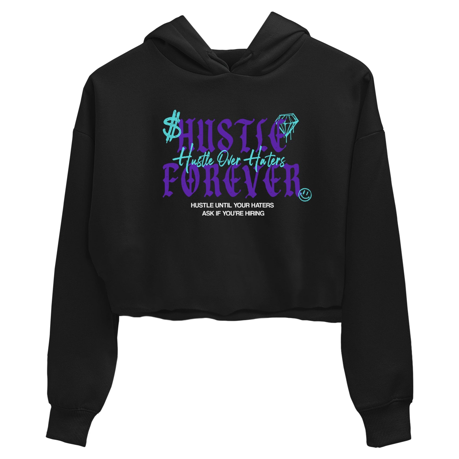 Hustle Over Haters womens crop tee made to vibe with the Air Jordan 5 Grape sneakers — the perfect match in Black 2.
