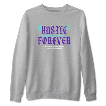 Hustle Over Haters sneaker match t-shirt styled to complete your fit with the Air Jordan 5 Grape sneakers, shown in Heather Grey 2.
