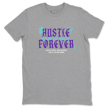 Hustle Over Haters sneaker match t-shirt styled to complete your fit with the Air Jordan 5 Grape sneakers, shown in Heather Grey 2.
