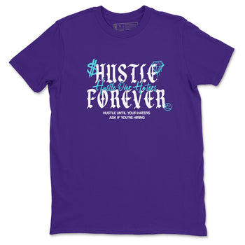 Hustle Over Haters sneaker match t-shirt styled to complete your fit with the Air Jordan 5 Grape sneakers, shown in Purple 2.