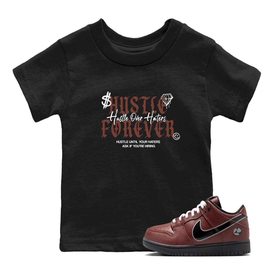 Sneaker match tees – Sneaker Tees To Match Dunk Low Football Shoes – Hustle Over Haters Kids T-Shirt Black 1