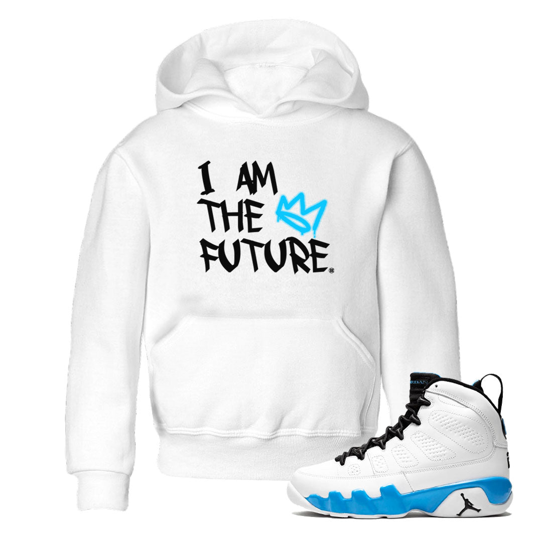 AJ9 Powder Blue shirt to match jordans I Am The Future sneaker tees Air Jordan 9 Retro Powder Blue SNRT sneaker release tees baby toddler White 1 cotton Shirt