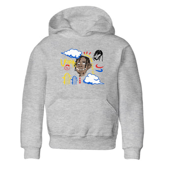 1s Travis Scott Canary shirts to match jordans I Can Fly t shirts to match sneakers Air Jordan 1 Retro Low OG SP Travis Scott Canary match shoes to clothes SNRT Sneaker Tees Youth Baby Heather Grey 2 tee