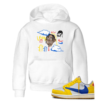 1s Travis Scott Canary shirts to match jordans I Can Fly t shirts to match sneakers Air Jordan 1 Retro Low OG SP Travis Scott Canary match shoes to clothes SNRT Sneaker Tees Youth Baby White 1 tee