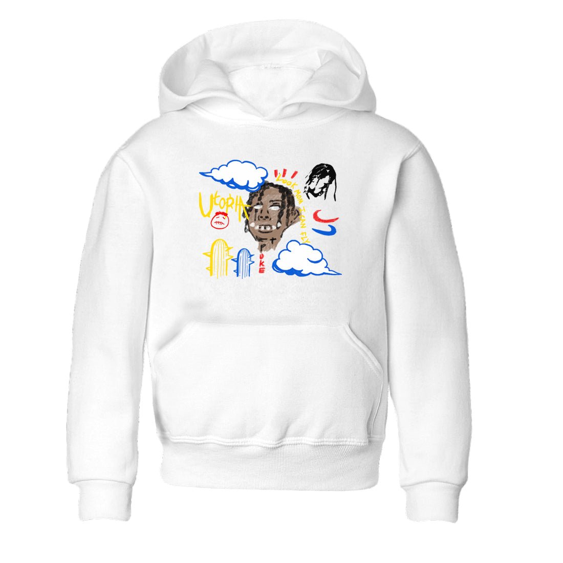 1s Travis Scott Canary shirts to match jordans I Can Fly t shirts to match sneakers Air Jordan 1 Retro Low OG SP Travis Scott Canary match shoes to clothes SNRT Sneaker Tees Youth Baby White 2 tee