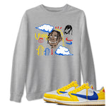 1s Travis Scott Canary shirts to match jordans I Can Fly t shirts to match sneakers Air Jordan 1 Retro Low OG SP Travis Scott Canary match shoes to clothes SNRT Sneaker Tees unisex cotton Heather Grey 1 shirts