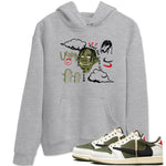 1s Travis Scott Medium Olive shirts to match jordans I Can Fly sneaker match tees Air Jordan 1 Travis Scott Medium Olive SNRT Sneaker Tees streetwear brand Heather Grey 1 unisex cotton tee