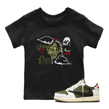 1s Travis Scott Medium Olive shirts to match jordans I Can Fly sneaker match tees Air Jordan 1 Travis Scott Medium Olive SNRT Sneaker Tees streetwear brand Baby and Youth Black 1 cotton tee