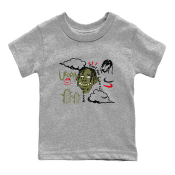 1s Travis Scott Medium Olive shirts to match jordans I Can Fly sneaker match tees Air Jordan 1 Travis Scott Medium Olive SNRT Sneaker Tees streetwear brand Baby and Youth Heather Grey 2 cotton tee