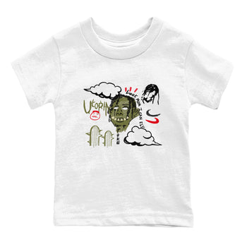 1s Travis Scott Medium Olive shirts to match jordans I Can Fly sneaker match tees Air Jordan 1 Travis Scott Medium Olive SNRT Sneaker Tees streetwear brand Baby and Youth White 2 cotton tee