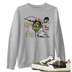 1s Travis Scott Medium Olive shirts to match jordans I Can Fly sneaker match tees Air Jordan 1 Travis Scott Medium Olive SNRT Sneaker Tees streetwear brand Heather Grey 1 unisex cotton tee