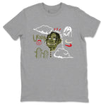 1s Travis Scott Medium Olive shirts to match jordans I Can Fly sneaker match tees Air Jordan 1 Travis Scott Medium Olive SNRT Sneaker Tees streetwear brand Heather Grey 2 unisex cotton tee