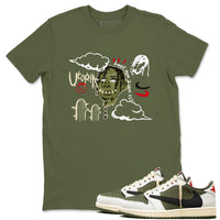 I Can Fly SNRT Sneaker Tees - Air Jordan 1 Travis Scott Medium Olive
