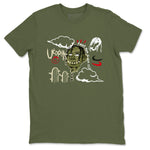 1s Travis Scott Medium Olive shirts to match jordans I Can Fly sneaker match tees Air Jordan 1 Travis Scott Medium Olive SNRT Sneaker Tees streetwear brand Military Green 2 unisex cotton tee