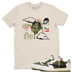 1s Travis Scott Medium Olive shirts to match jordans I Can Fly sneaker match tees Air Jordan 1 Travis Scott Medium Olive SNRT Sneaker Tees streetwear brand Natural 1 unisex cotton tee