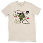 1s Travis Scott Medium Olive shirts to match jordans I Can Fly sneaker match tees Air Jordan 1 Travis Scott Medium Olive SNRT Sneaker Tees streetwear brand Natural 2 unisex cotton tee