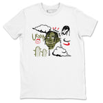 1s Travis Scott Medium Olive shirts to match jordans I Can Fly sneaker match tees Air Jordan 1 Travis Scott Medium Olive SNRT Sneaker Tees streetwear brand White 2 unisex cotton tee