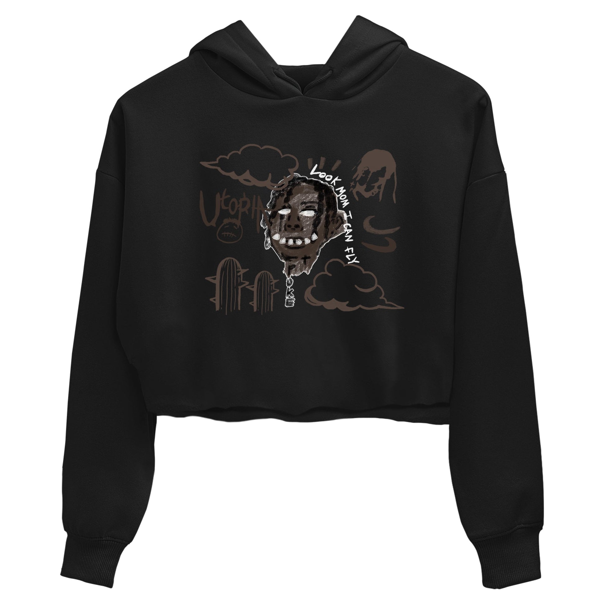 1s Travis Scott Velvet Brown shirts to match jordans I Can Fly best t shirts to wear with jordans Travis Scott x Air Jordan 1 Low OG Velvet Brown match shoes to clothes SNRT Sneaker Tees unisex cotton Black 2 crop tee