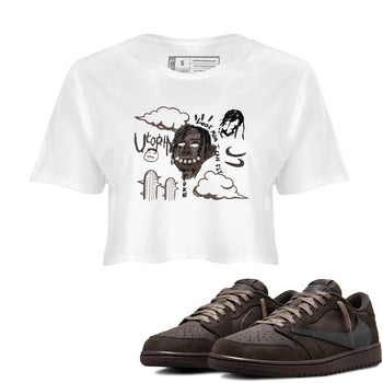 1s Travis Scott Velvet Brown shirts to match jordans I Can Fly best t shirts to wear with jordans Travis Scott x Air Jordan 1 Low OG Velvet Brown match shoes to clothes SNRT Sneaker Tees unisex cotton White 1 crop tee