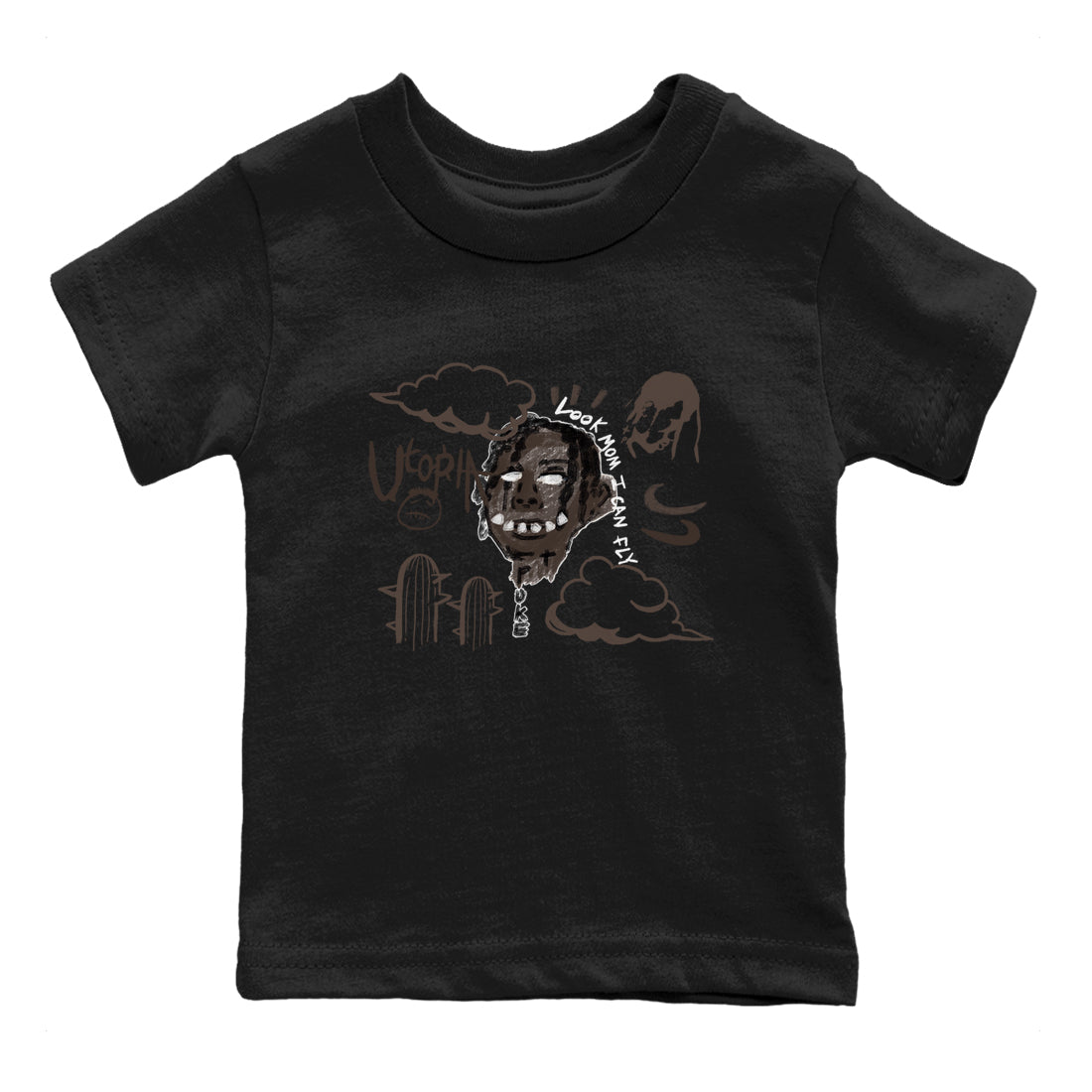 1s Travis Scott Velvet Brown shirts to match jordans I Can Fly best t shirts to wear with jordans Travis Scott x Air Jordan 1 Low OG Velvet Brown match shoes to clothes SNRT Sneaker Tees Youth Baby Black 2 tee