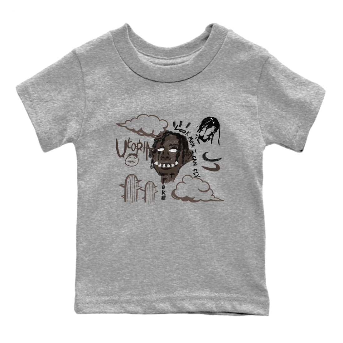 1s Travis Scott Velvet Brown shirts to match jordans I Can Fly best t shirts to wear with jordans Travis Scott x Air Jordan 1 Low OG Velvet Brown match shoes to clothes SNRT Sneaker Tees Youth Baby Heather Grey 2 tee