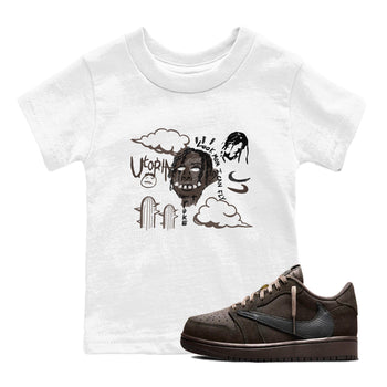 1s Travis Scott Velvet Brown shirts to match jordans I Can Fly best t shirts to wear with jordans Travis Scott x Air Jordan 1 Low OG Velvet Brown match shoes to clothes SNRT Sneaker Tees Youth Baby White 1 tee