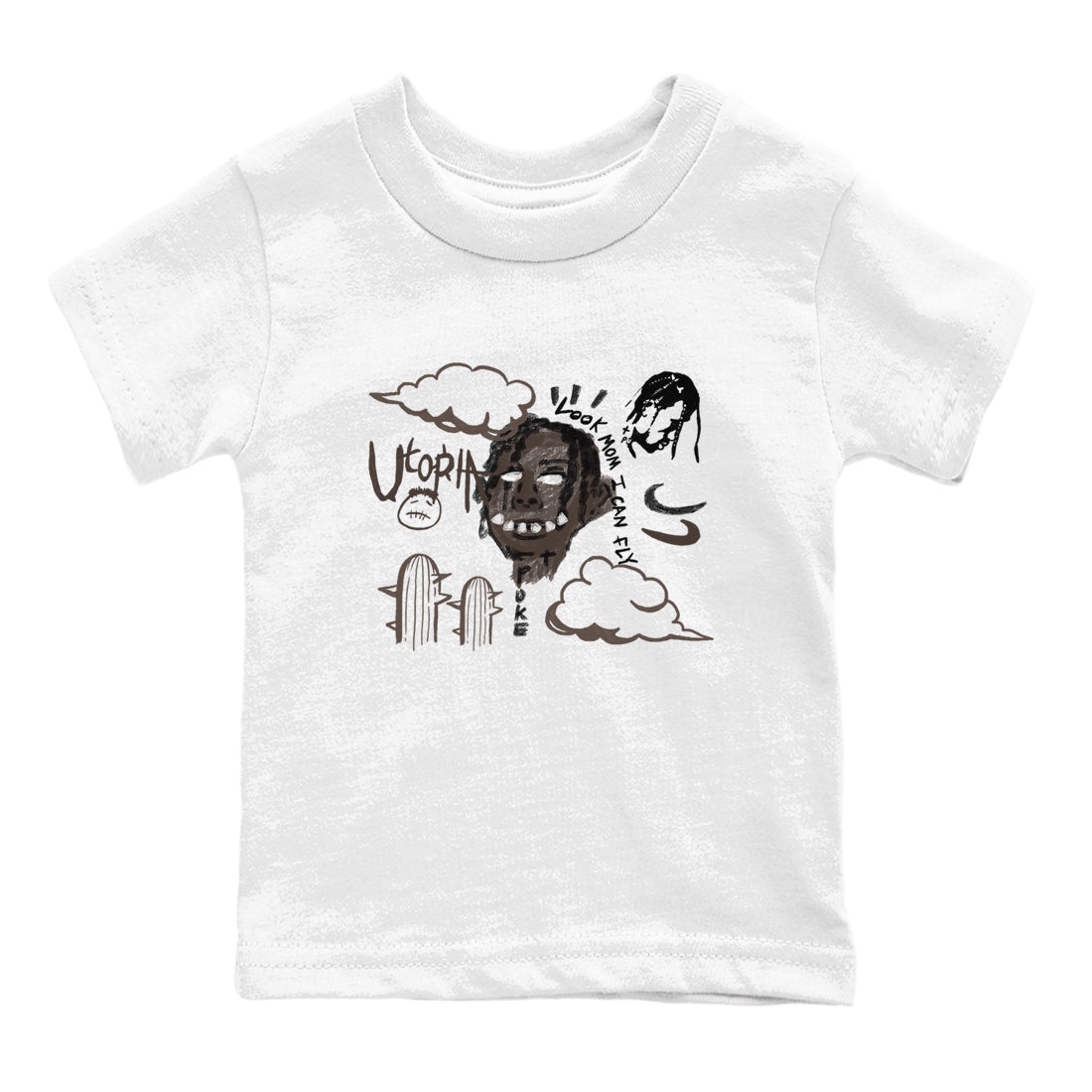 1s Travis Scott Velvet Brown shirts to match jordans I Can Fly best t shirts to wear with jordans Travis Scott x Air Jordan 1 Low OG Velvet Brown match shoes to clothes SNRT Sneaker Tees Youth Baby White 2 tee