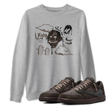 1s Travis Scott Velvet Brown shirts to match jordans I Can Fly best t shirts to wear with jordans Travis Scott x Air Jordan 1 Low OG Velvet Brown match shoes to clothes SNRT Sneaker Tees unisex cotton Heather Grey 1 shirts