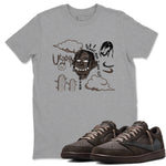 1s Travis Scott Velvet Brown shirts to match jordans I Can Fly best t shirts to wear with jordans Travis Scott x Air Jordan 1 Low OG Velvet Brown match shoes to clothes SNRT Sneaker Tees unisex cotton Heather Grey 1 shirts