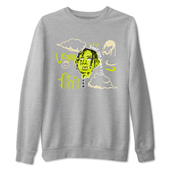 I Can Fly sneaker match t-shirt styled to complete your fit with the Jordan Jumpman Jack Travis Scott Bright Cactus sneakers, shown in Heather Grey 2.