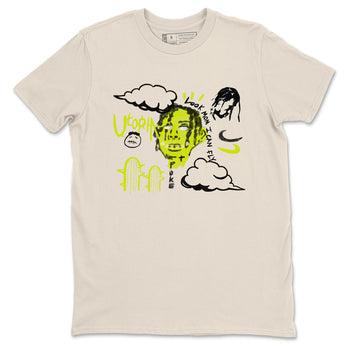 I Can Fly sneaker match t-shirt styled to complete your fit with the Jordan Jumpman Jack Travis Scott Bright Cactus sneakers, shown in Natural 2.