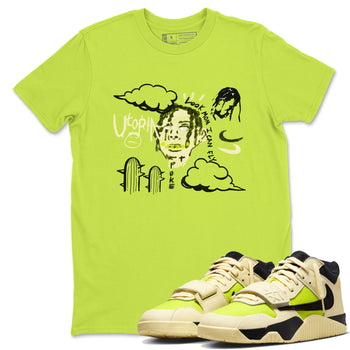 I Can Fly sneaker match t-shirt styled to complete your fit with the Jordan Jumpman Jack Travis Scott Bright Cactus sneakers, shown in Safety Green 1.