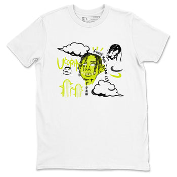I Can Fly sneaker match t-shirt styled to complete your fit with the Jordan Jumpman Jack Travis Scott Bright Cactus sneakers, shown in White 2.