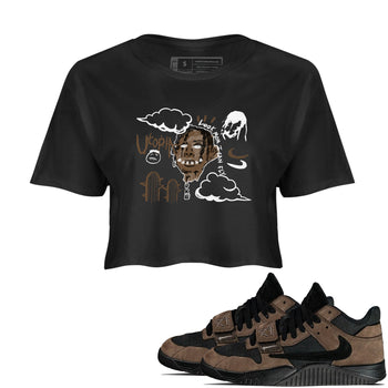 Jordan Jumpman Jack Travis Scott Dark Mocha shirts to match jordans I Can Fly sneaker match tees Jordan Jumpman Jack Travis Scott Dark Mocha SNRT Sneaker Tees streetwear brand Black 1 crop tee