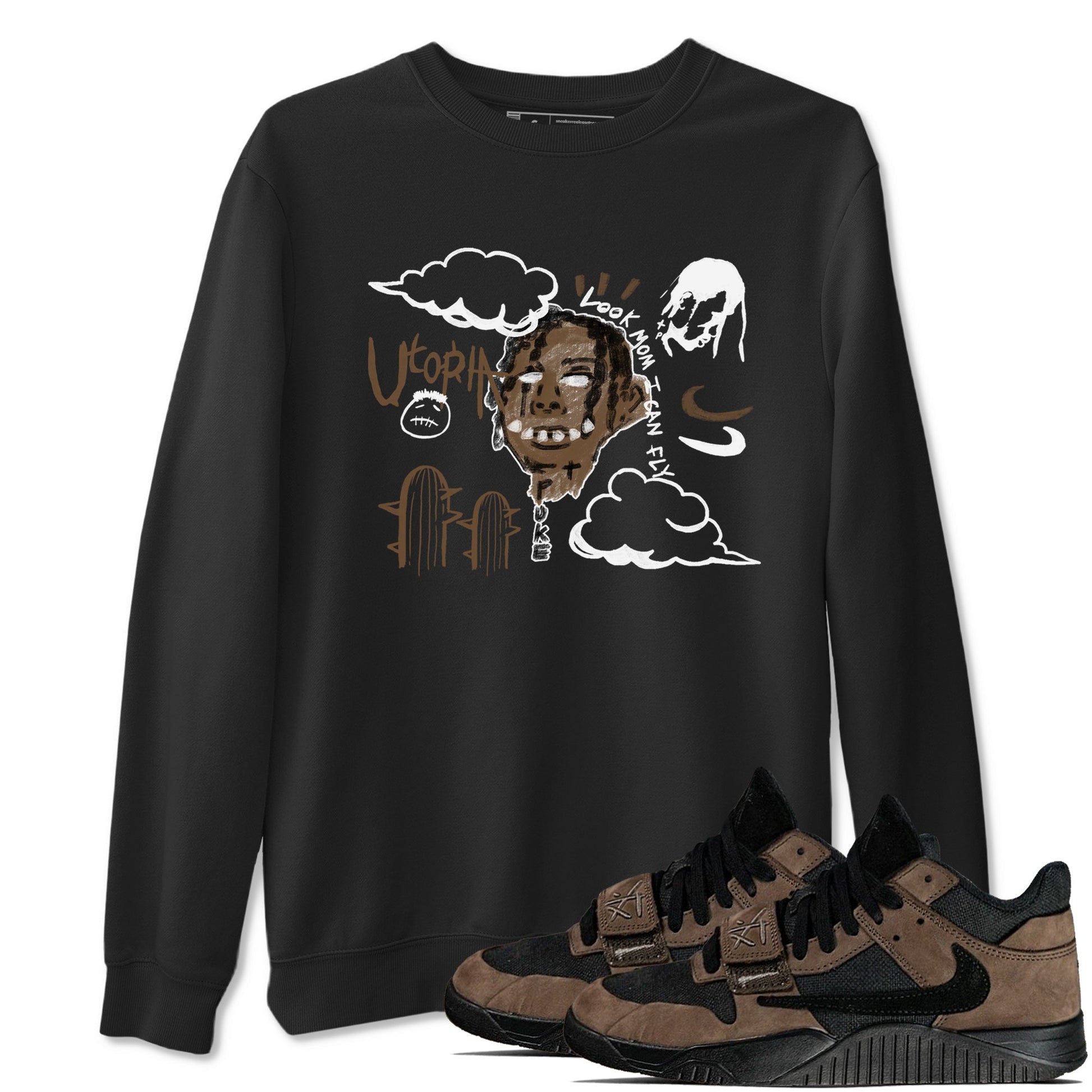 Jordan Jumpman Jack Travis Scott Dark Mocha shirts to match jordans I Can Fly sneaker match tees Jordan Jumpman Jack Travis Scott Dark Mocha SNRT Sneaker Tees streetwear brand Black 1 unisex cotton tee