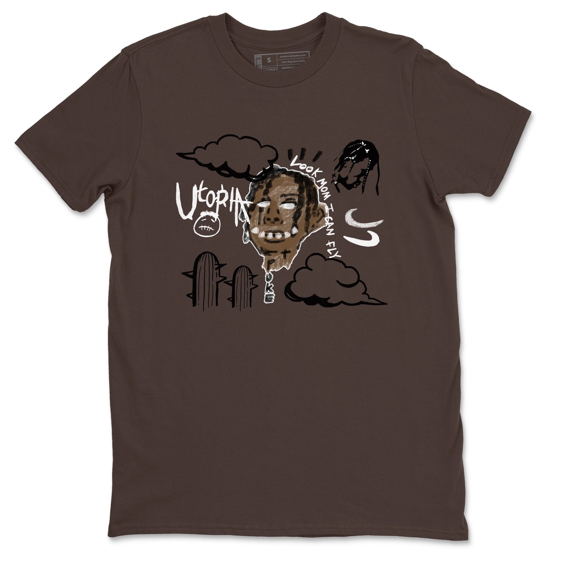 Jordan Jumpman Jack Travis Scott Dark Mocha shirts to match jordans I Can Fly sneaker match tees Jordan Jumpman Jack Travis Scott Dark Mocha SNRT Sneaker Tees streetwear brand Dark Chocolate 2 unisex cotton tee