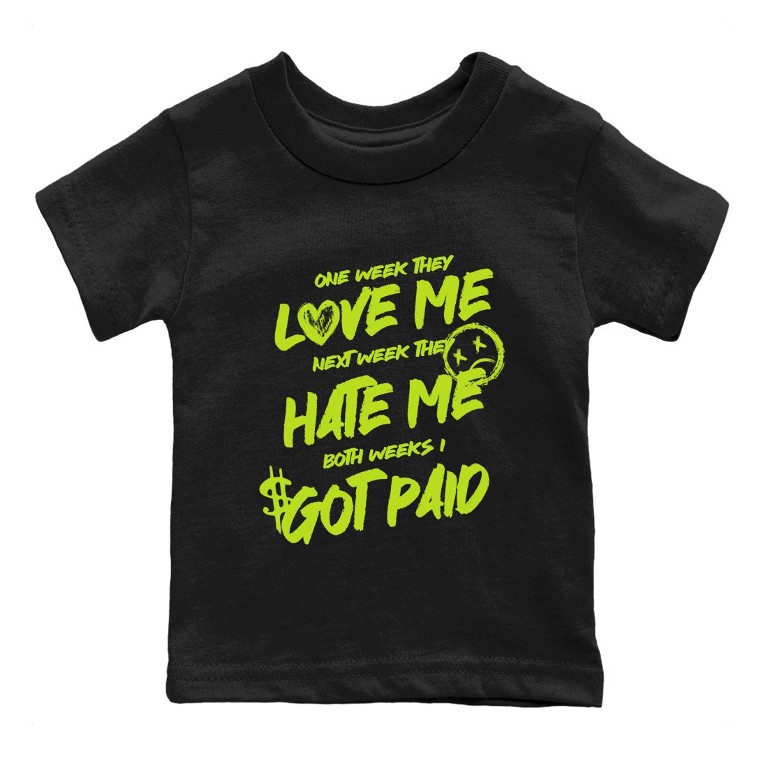 Foams One Black Volt shirts to match jordans I Got Paid sneaker match tees Air Foamposite One Black and Volt match shoes to clothes SNRT Sneaker Tees Youth Baby Black 2 tee