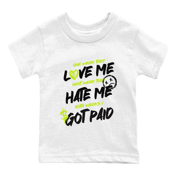 Foams One Black Volt shirts to match jordans I Got Paid sneaker match tees Air Foamposite One Black and Volt match shoes to clothes SNRT Sneaker Tees Youth Baby White 2 tee