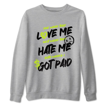 Foams One Black Volt shirts to match jordans I Got Paid sneaker match tees Air Foamposite One Black and Volt match shoes to clothes SNRT Sneaker Tees unisex cotton Heather Grey 2 shirts