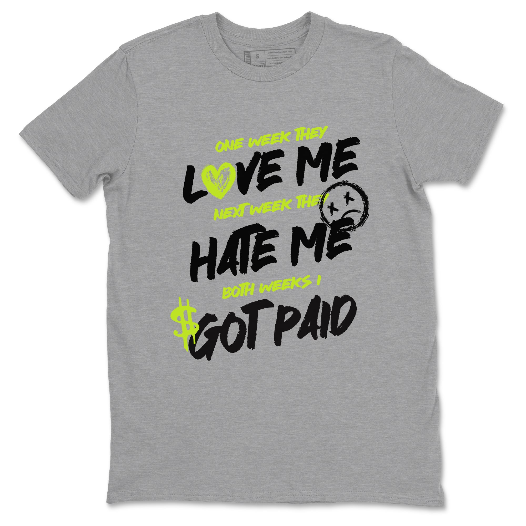 Foams One Black Volt shirts to match jordans I Got Paid sneaker match tees Air Foamposite One Black and Volt match shoes to clothes SNRT Sneaker Tees unisex cotton Heather Grey 2 shirts