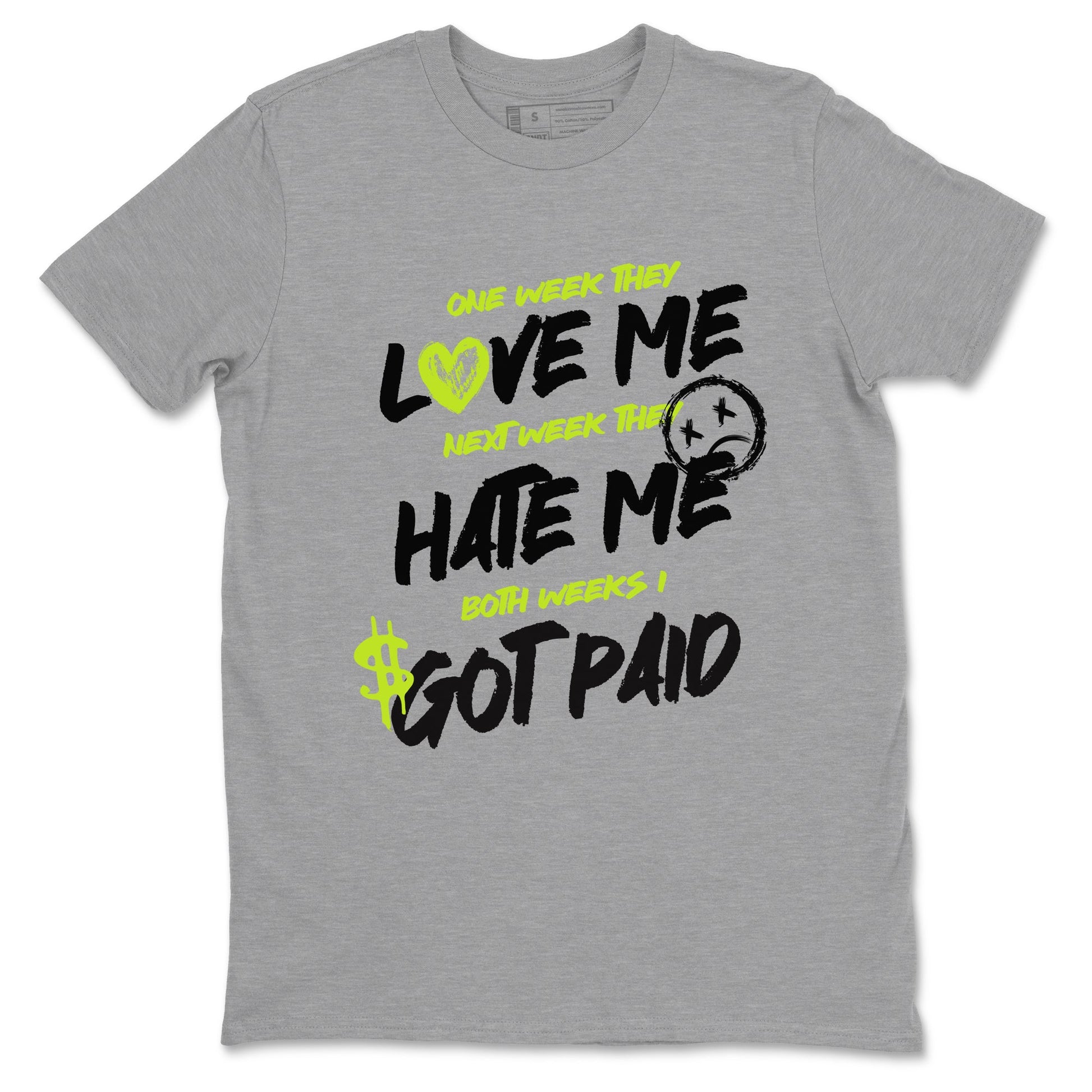 Foams One Black Volt shirts to match jordans I Got Paid sneaker match tees Air Foamposite One Black and Volt match shoes to clothes SNRT Sneaker Tees unisex cotton Heather Grey 2 shirts