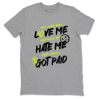 Foams One Black Volt shirts to match jordans I Got Paid sneaker match tees Air Foamposite One Black and Volt match shoes to clothes SNRT Sneaker Tees unisex cotton Heather Grey 2 shirts